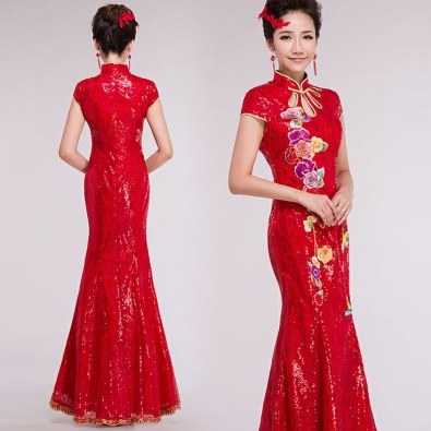 Embroidered-floral-red-sequins-mandarin-collar-modern-qipao-floor-length-mermaid-Chinese-cheongsam-bridal-wedding-dress-003